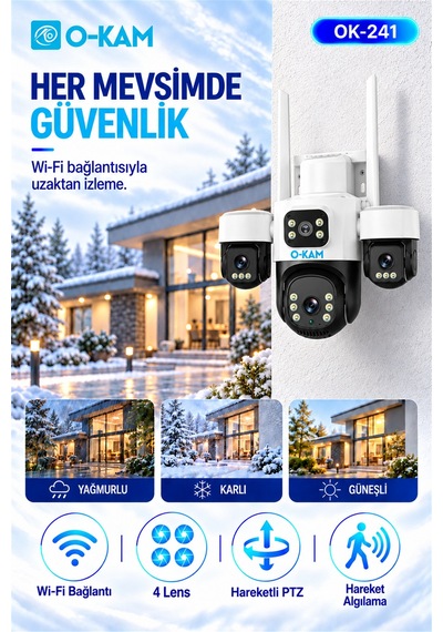 O-kam Ok-241 Premium W 4 Lensli Wi-fi Ptz Güvenlik Kamerası