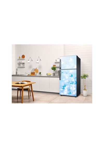 Mavi Suluboya Çiçek Buzdolabı Kaplama Sticker Kendinden Yapışkanlı Folyo 75x200 Cm