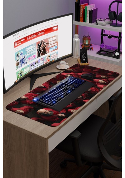 La Casa De Papel V1 90x40 Xxl Gaming Kauçuk Kaymaz Taban Mouse Pad Fare Altlığı