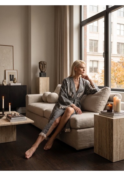 Brandsmiths Anthracite Crescent Eye Kimono Sarı