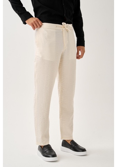 Alexandergardi Smart Casual Dokulu Pantolon Ekru