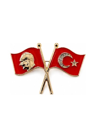 Türk Bayrağı Broş Ay Yıldız Ve Atatürk Figürlü Şık Yaka Aksesuarı Çok Renkli