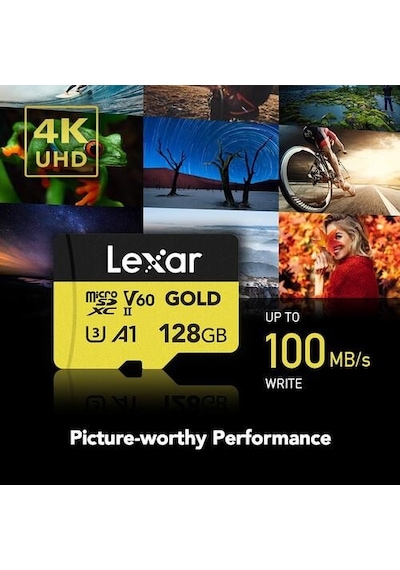 Lexar Professional Gold V60 280 MB 128 GB UHS-II Micro SD Hafıza Kartı