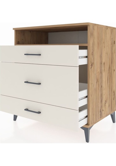 Kronos Şifonyer Tek Raflı 3 Çekmeceli 88x59x96 Çam-aytaşı Çam