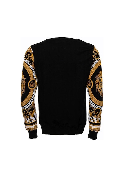 Wessi Siyah Üzerine Taşlı Baskılı Bisiklet Yaka Sweatshirt Siyah