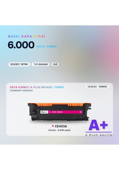 Hp 507a Ce403a Kırmızı Uyumlu Toner A Plus / Laserjet Enterprise 500 M551 / M575 / Pro 500 M570