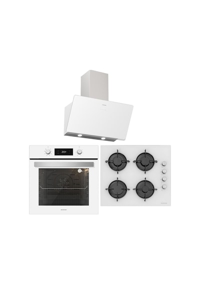 Silverline BO6504W01 - CS5349W01 - 3457 Soho 60 Beyaz Cam Ankastre Set