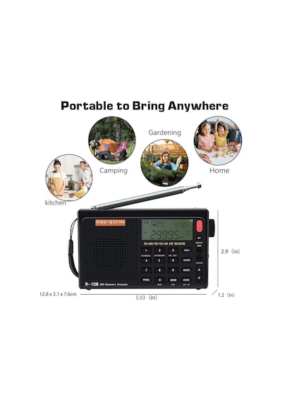 Sıhuadon R-108 Radyo Fm Stereo Dijital Taşınabilir Radyo Am Sw Hava Radyo Alıcısı
