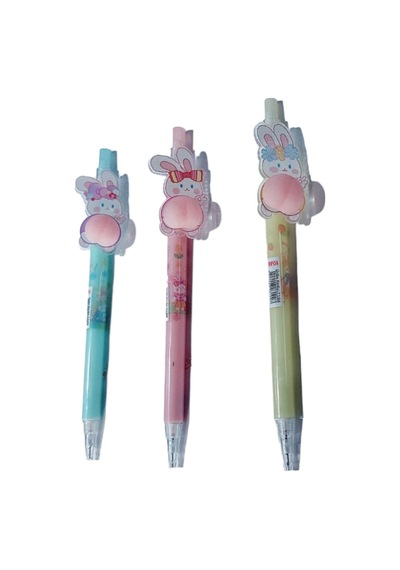 3 Adet Sevimli Tavşan Model 0.7 Uçlu Versatil Kalem Çok Renkli