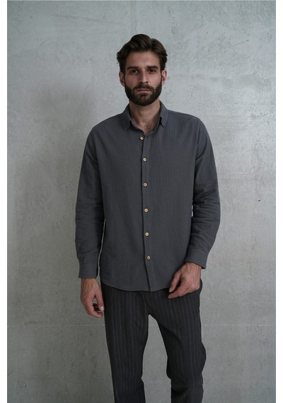 Mai Collection Mai Studios Co. Wesley Erkek Oversize Krinkıl Antrasit Gömlek Antrasit Mai Collection Mai Studios Co. Wesley Erkek Oversize Krinkıl Antrasit Gömlek Antrasit