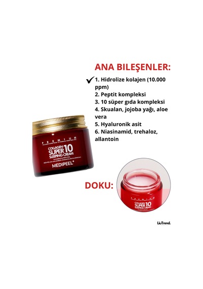 Medipeel Collagen Super 10 Sleeping Cream Kolajenli Gece Kremi M0035