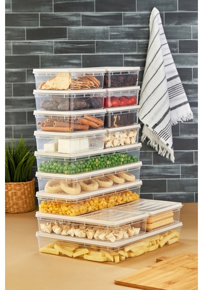 Multi Box 13 Parça 4 Farklı Boy Saklama Kabı Seti - Dondurucu & Mikrodalga Uyumlu Krem