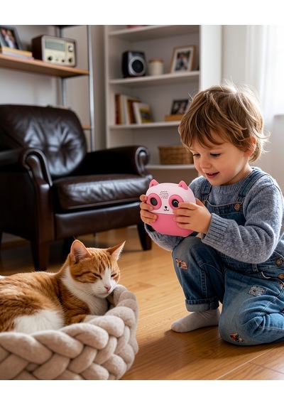 Çocuk Fotoğraf Makinesi 5 Rulo Kağıt 6 Kalem Setli Uczzzs5printerkamera-3 Pembe