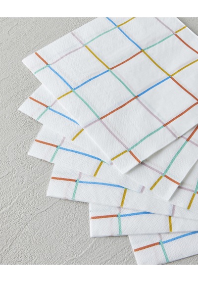 English Home Rainbow Grid Kağıt 20'li Kağıt Peçete 33x33 Cm Renkli