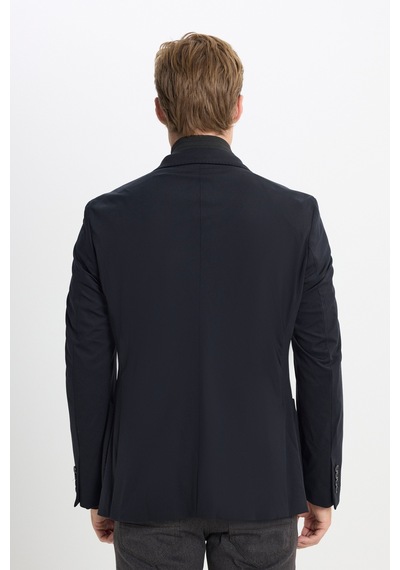 AC&Co / Altınyıldız Classics Erkek Sıyah Slim Fit Dar Kesim Mono Yaka Cepli Ceket Siyah