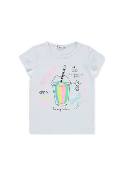 Civil Girls Milkshake Baskılı 2-5 Yaş Tişört Beyaz