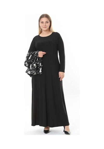 Ladies First Büyük Beden 3905 Siyah Ceket + Elbise Takım 001