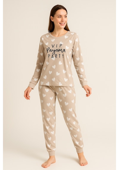 Mutlu City Kadın Yumuşak Doku Termal Pijama Takımı 42050 Vizon