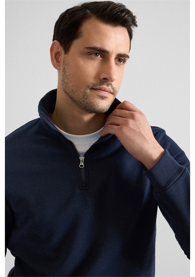 Süvari Lacivert Regular Düz Yarım Balıkçı Yaka Sweatshirt Ssw2013700001-m09 Lacivert