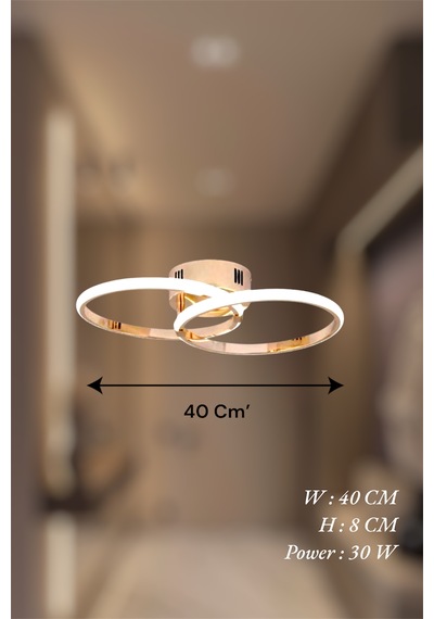 Gold İkili Yuvarlak 3 Renk Kumandalı Beyaz&sarı&günış. Led Avize Gold
