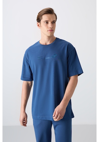 Tommy Life Parlament Pamuklu Kalın Yumuşak Dokulu Oversize Fit Baskılı Erkek T-shirt - 88330 Parlament