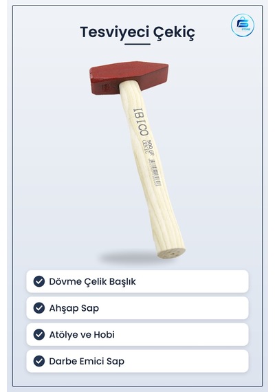 Tesviyeci Çekiç Ahşap Saplı Dövme Çelik Tesviye Çekici Atölye El