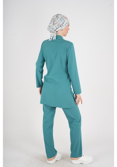 Ameliyat Yeşili Renk Sakura Model Tesettür Doktor Hemşire Scrubs Üniforma Takımı Yeşil