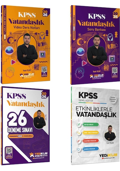 Yediiklim 2026 Kpss Atölye Serisi Vatandaşlık Konu+soru+deneme+etkinliklerle Vatandaşlık 4 Lü Set