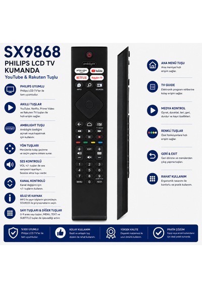 Philips Sx9868 Netflix Youtube Lcd Led Tv Kumandası