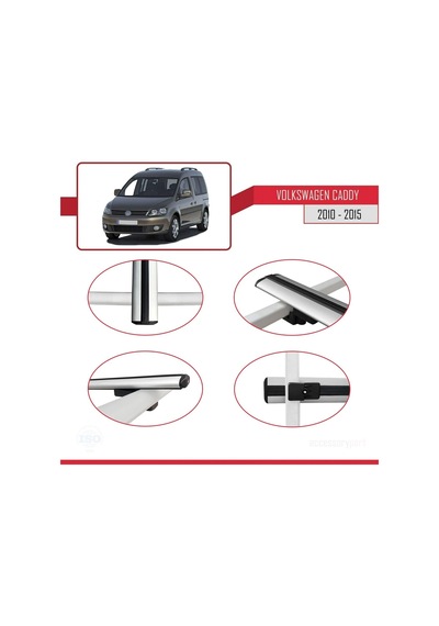 Volkswagen Caddy 2010-2015 Arası İle Uyumlu Basic Model Ara Atkı Tavan Barı Gri 3 Adet