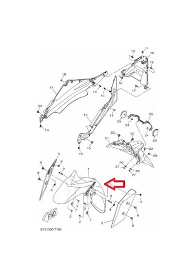 Yamaha Xmax 250 (2018 Sonrası) Or.  Ön Çamurluk B74-F1511-00