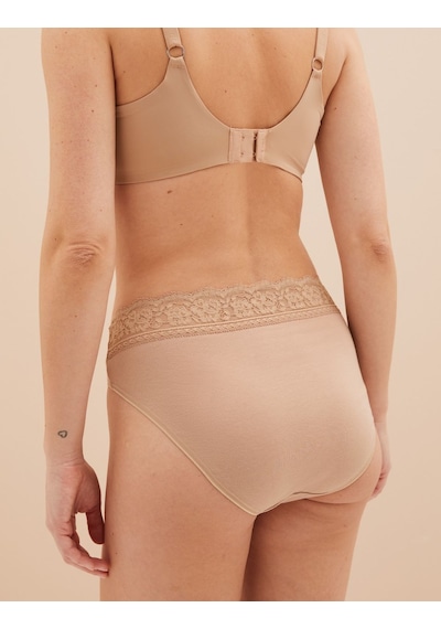 Marks & Spencer 5'li Dantel Detaylı High Leg Külot Seti T61005022L Bej