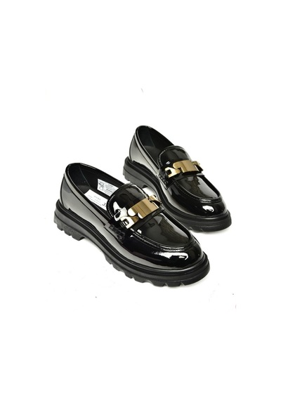 Fox Shoes T820515108 Siyah Rugan Makosen Kadın Ayakkabı Siyah-rugan Siyah