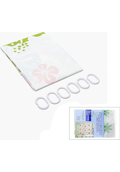 Pvc Duş Perdesi - Çift Kanatlı - 12 Halkalı - 90x180 Cm Genel
