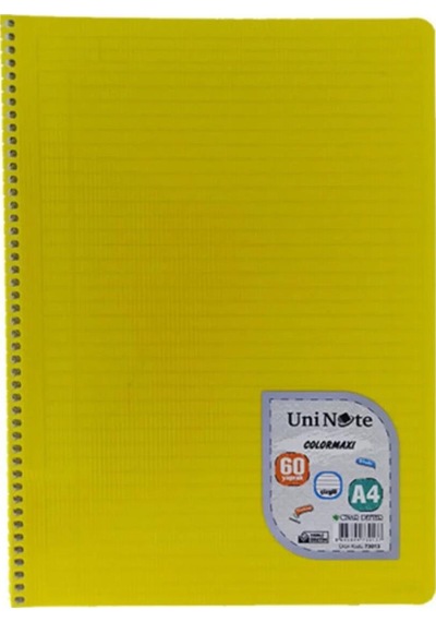 Çınar A4 Colormaxi Spiralli Defter Plastik Kapak Çizgili 60 Yaprak 4 Adet