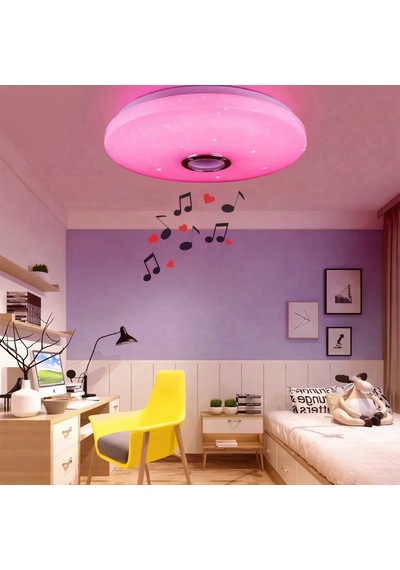 Akıllı Rgb Led Tavan Lambası Bluetooth Hoparlörlü, Müzikli, Uygulama Kontrollü 60w Beyaz