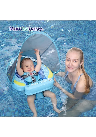 Mambobaby Yüzme Simidi - Ship, Emniyetli, Gölgelikli Ve Ayak Destekli