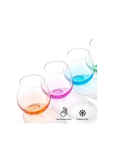 Hue Stemless Şarap Kadehi Seti. Büyük, 15 Oz, Sapsız, 6'li Set Beyaz Şarap, Kırmızı Şarap, Su, Köksüz Margari Diğer