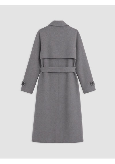 Lcw Vision Gri Kruvaze Yaka Oversize Kadın Kaşe Kaban