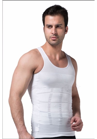 Fitformgiyim Corset Beyaz Erkek Atlet Korse Atlet Bel Göğüs Göbek Jinekomast Toparlayıcı Dik Duruş Beyaz