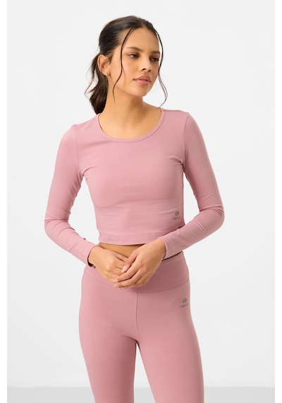 Tommylife Gül Kurusu Yüksek Bel Uzun Kollu Slim Fit Crop Top Kadın Tayt Takım - 95286 Gülkurusu