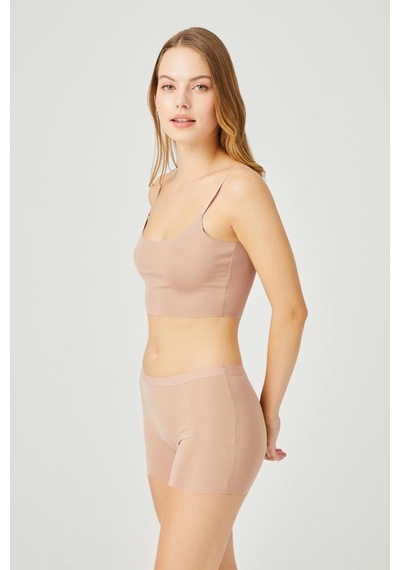 Cottonhill Basic Lazer Kesim Dikişsiz Kadın Boxer Külot Kahverengi 3'lü Paket çok Renkli