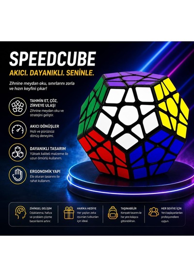 Speed Cube Megaminx Zeka Küpü, 12 Yüzlü Beşgen Bulmaca, Akıcı Dönüşler, Dayanıklı Tasarım Standart