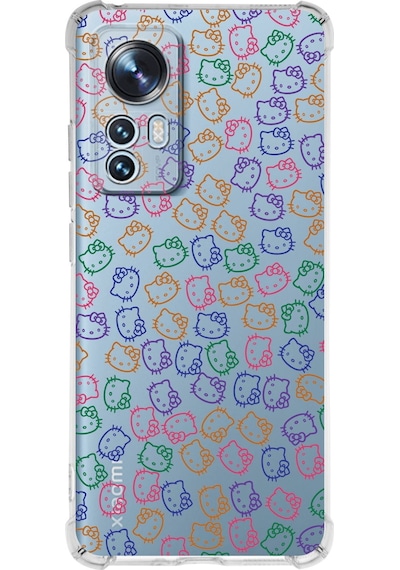 Xiaomi Mi 12 Pro Uyumlu Köşe Korumalı Antişok Kapak Hello Kitty Tasarımlı Şeffaf Kılıf