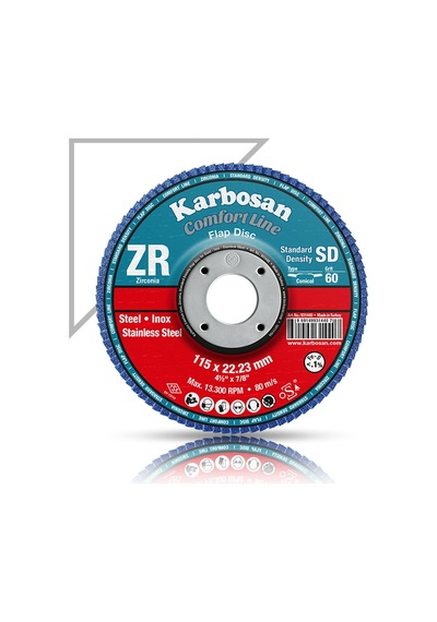 Karbosan Comfort Line Zr Inox Flap Disk 115x22.23 - 60 Kum