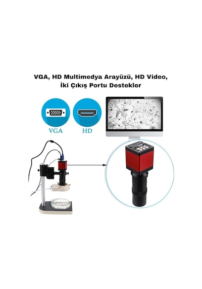 13mp Hd 60fps 130x Endüstriyel Mikroskop Kamera Seti Hdmı/vga