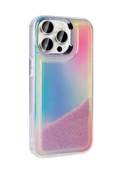 Apple Uyumlu iPhone 15 Pro Max Kılıf Airbagli Renkli Arka Yüzey Boncuk Tasarımlı Tchs Kumul Kapak - Mor Mor