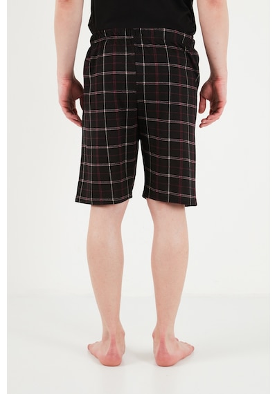 Buratti Pamuklu Regular Fit Bağlamalı Cepli Pijama Şort Erkek Şort 6574004 Siyah-bordo