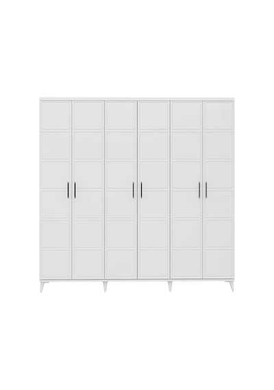 GuneyStore Milano 6 Kapaklı Komple Mdf Beyaz Gardırop