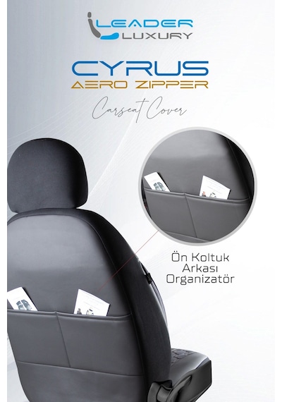 Seat Leon Reference Deri Detaylı Oto Koltuk Kılıfı Ön Arka Set Siyah Cyrus Scr